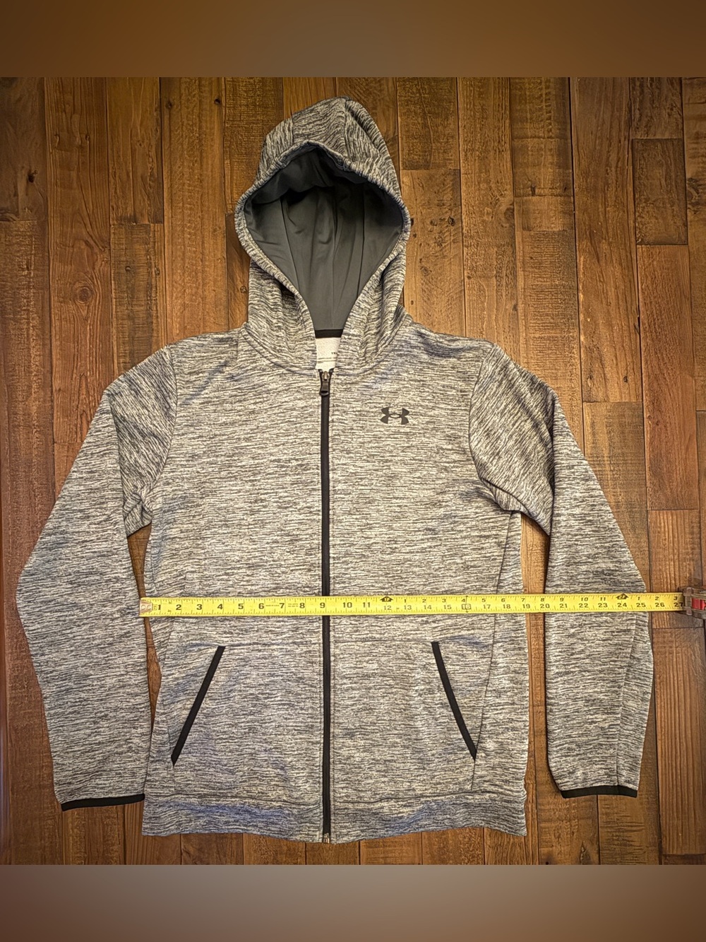 Under Armour Youth Full-Zip Hoodie – Gray Space Dye – Youth XL (Loose Fit) - Picture 3 of 8